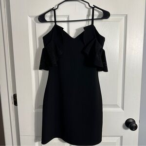 Parker "Reese" cocktail dress, size M, black, off the shoulder, mini